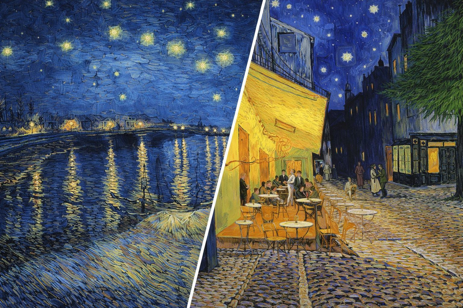 Starry Night Over the Rhône (1888) Café Terrace at Night (1888)